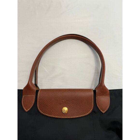 LONGCHAMP Le Pliage Large Foldable Nylon Shoulder Tote Black/Brown - Picture 2 of 15